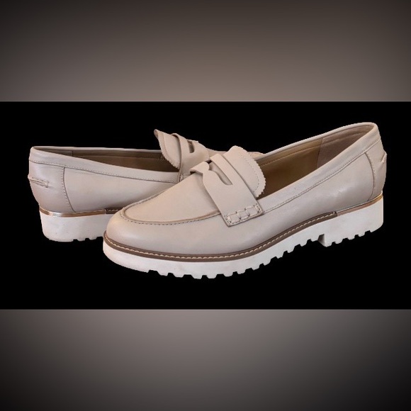 Franco Sarto nude lthr waffle bottom loafers SZ 8.5 preppy neutral old money - Picture 5 of 14